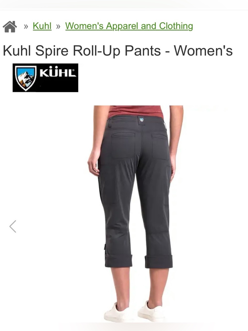 Kuhl Spire Roll-Up, zip pockets hiking Pants - grey blue, women’s size 10
